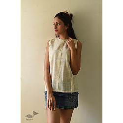 Shweta . श्वेता | Handwoven Checks Top | Cotton White 