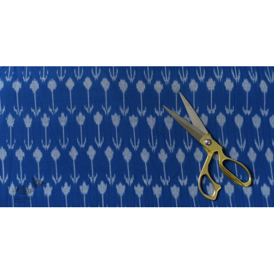 Shop Ikat Handloom Cotton Blue Fabric - Arrow Design Woven 