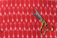 Ikat Handloom Cotton Red Fabric - Arrow Motif