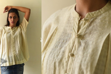 Shweta . श्वेता |Handwoven Checks Top |  Off White Pure Cotton