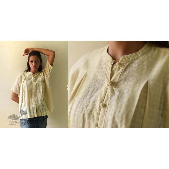 shop Off White Pure Cotton ~ Handwoven Self Checks Top