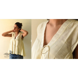 Shweta . श्वेता | Handwoven Checks Top | Pure Cotton Off White 