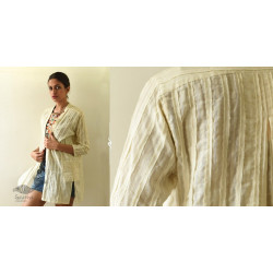 Shweta . श्वेता | Handwoven Cotton Checks Shrug  | Off White 