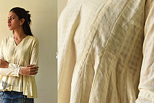 Shweta . श्वेता | Handwoven Flared Top | Off White Cotton