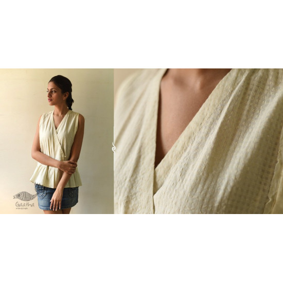 shop Off White Pure Cotton ~ Handwoven Self Checks Top