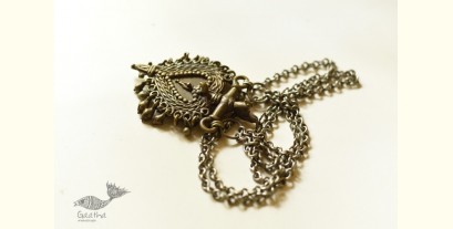 Kanupriya ❉ Tribal / Vintage Jewelry - Long Necklace With Brass Pendant 
