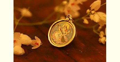देवसेना * Miniature Painting . Pendant * Sarasvati (B-R)