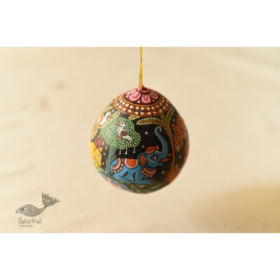 shop Pattachitra Painted Jungle Anumals - Hanging Coconut 