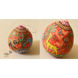 Pattachitra ~ Hand Painted Animal on Hanging Coconut