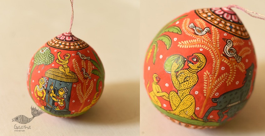 shop Pattachitra hand Painted - Hanging Coconut 