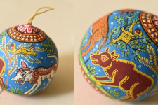 Pattachitra ~ Hand Painted Hanging Coconut - Animals