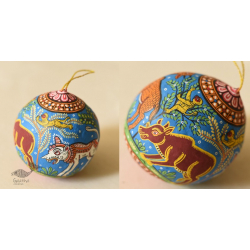 Pattachitra ~ Hand Painted Hanging Coconut - Animals