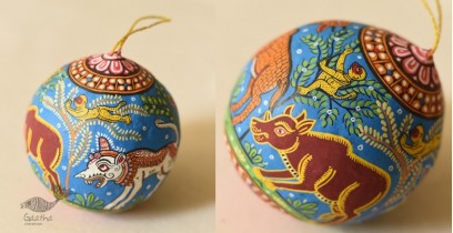 Pattachitra ~ Hand Painted Hanging Coconut - Animals