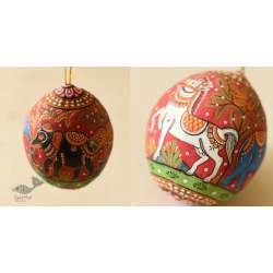 Pattachitra ~ Painted Horse & Elephant on Hanging Coconut