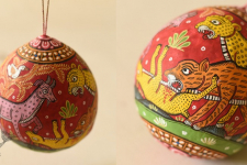 Pattachitra Painted Life in Jungle on Hanging Coconut