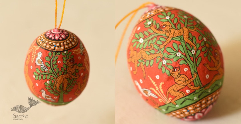shop Pattachitra Painted Monkeys on Hanging Coconut