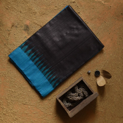 Kamakshi | Pure Tussar Silk Black Saree