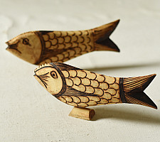 Burn Art | Tribal Wooden Art Pieces - Fish (Set of Two)