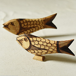 Burn Art | Tribal Wooden Art Pieces - Fish (Set of Two)