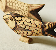 Burn Art | Tribal Wooden Art Pieces - Fish (Set of Two)