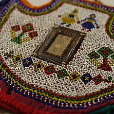 Prachin . प्राचीन | Handmade Bead Work ~ Old Wall Hanging - Fan