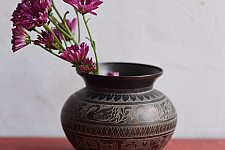 Antiquities from Khajuraho ~ Brass Lota with Carving  - C