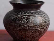 Antiquities from Khajuraho ~ Brass Lota with Carving  - C