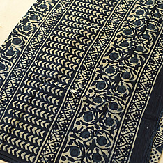 Sunday Afternoon ☕ Block Printed Cotton Dabu ~ Blue Saree