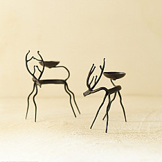 Ahou | Wrought Iron ~ Deer Lamp Holder (Set of Two)