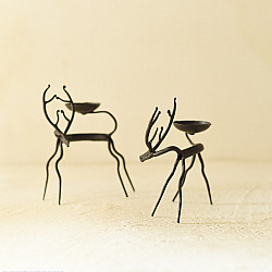 Ahou | Wrought Iron ~ Deer Lamp Holder (Set of Two)