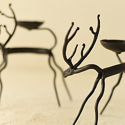 Ahou | Wrought Iron ~ Deer Lamp Holder (Set of Two)