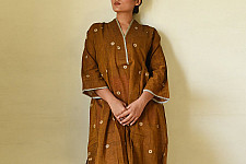 Jamdani - Handloom Cotton Brown Dress