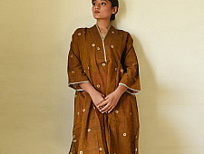 Jamdani - Handloom Cotton Brown Dress