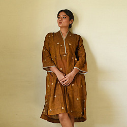 Jamdani - Handloom Cotton Brown Dress