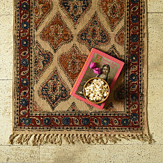 A finite infinity ❧ Kalamkari Natural Color Dhurrie ( 2 X 3 Feet)