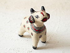 Madhuban . मधुबन ❁ Madhubani Hand Painted Paper Mache ~ Cow ( Three Options )