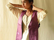 Mashru & Denim Jacket | Reversible Purple Jacket