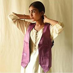 Mashru & Denim Jacket | Reversible Purple Jacket