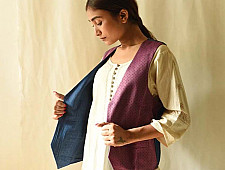 Mashru & Denim Jacket | Reversible Purple Jacket