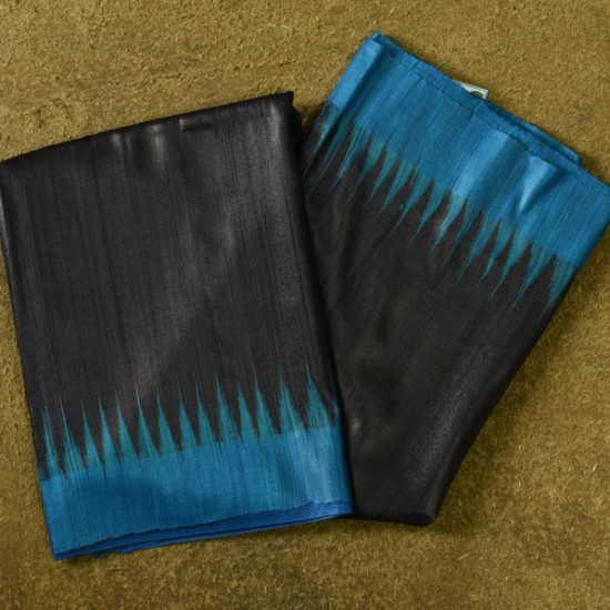 shop Handwoven Pure Tussar Silk Black Saree