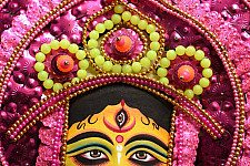 Mukhauta . मुखौटा : Handmade Chhau Mask - Durga ( Pink)