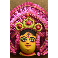 Mukhauta . मुखौटा : Handmade Chhau Mask - Durga ( Pink)