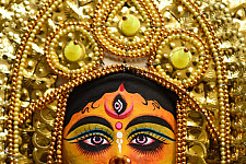 Mukhauta . मुखौटा : Handmade Chhau Mask - Durga ( Golden )