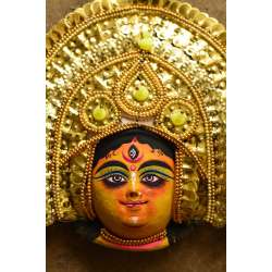 Mukhauta . मुखौटा : Handmade Chhau Mask - Durga ( Golden )