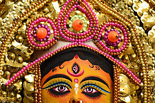 Mukhauta . मुखौटा : Handmade Chhau Mask - Durga ( Pink & Golden )