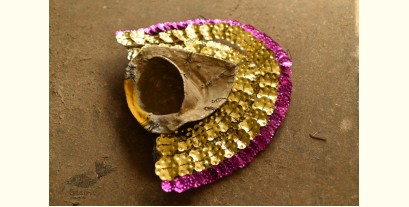 Mukhauta . मुखौटा : Handmade Chhau Mask - Durga ( Pink & Golden )