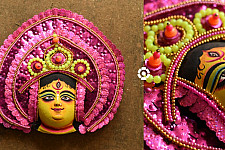 Mukhauta . मुखौटा : Handmade Chhau Mask - Durga ( Pink)