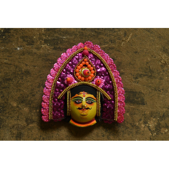 Handmade chhau mask from bangal - Kartikeya 