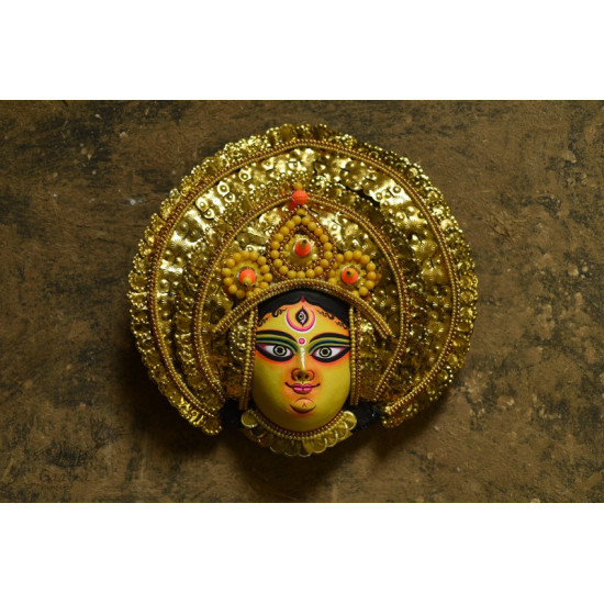 shop handmade chhau mask from bangal - durga-golden