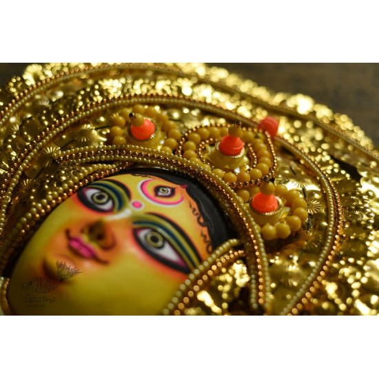 shop handmade chhau mask from bangal - durga-golden